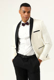 En knapp vit sjal Lapel Jacquard Herrbal Blazer