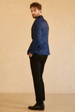 Röd Sjal Lapel Jacquard En Knapp Herrbal Kavaj
