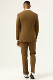 Brown Peak Lapel Single Button Herrbaldräkter