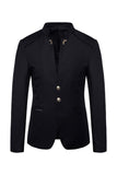 Marinblå Stand Collar Enkelknäppt Blazer Herr