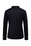 Marinblå Stand Collar Enkelknäppt Blazer Herr
