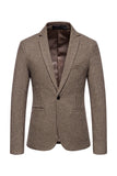 Khaki Plaid One Button Blazer Herr