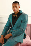 Glitter Peacock Blue Peak Lapel 2 stycken herrdräkter