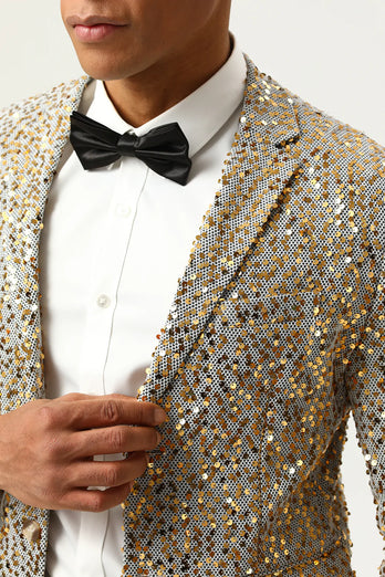 Sparkly Champagne paljetter Notched Lapel Men's Prom Blazer
