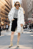 Vit Överdimensionerad Knälång Fuskpäls Shearling Coat