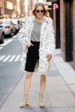 Vit Överdimensionerad Knälång Fuskpäls Shearling Coat