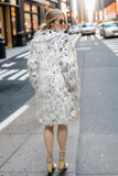 Vit Överdimensionerad Knälång Fuskpäls Shearling Coat
