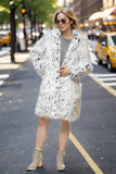 Vit Överdimensionerad Knälång Fuskpäls Shearling Coat