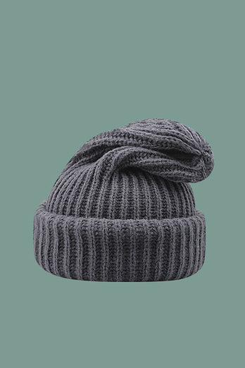 Stickad solid varm hatt