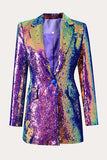 Glittrande lila paljetter Prom Homecoming Kvinnor Blazer