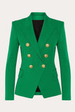 Grön Dubbelknäppt Peak Lapel Dambalkavaj
