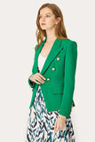 Grön Dubbelknäppt Peak Lapel Dambalkavaj