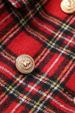 Röd Pläd Tweed Dubbelknäppt Kvinnor Blazer