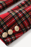 Röd Pläd Tweed Dubbelknäppt Kvinnor Blazer
