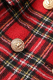 Röd Pläd Tweed Dubbelknäppt Kvinnor Blazer