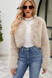 Aprikos Open Front Shearling Faux Fur Beskuren Coat