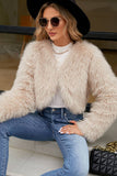 Aprikos Open Front Shearling Faux Fur Beskuren Coat