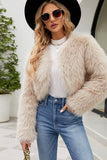 Aprikos Open Front Shearling Faux Fur Beskuren Coat