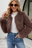 Aprikos Open Front Shearling Faux Fur Beskuren Coat