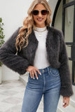 Aprikos Open Front Shearling Faux Fur Beskuren Coat