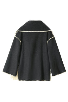 Mörkgrå Oversized kappa i ullblandning med halsduk