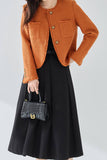 Orange Tweed Sjal Lapel Button Beskuren Damrock