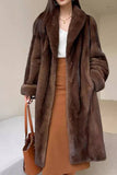 Kaffe Öppen Front Faux Fur Lång Kvinnor Fluffig Kappa