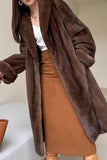 Kaffe Öppen Front Faux Fur Lång Kvinnor Fluffig Kappa