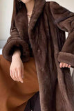 Kaffe Öppen Front Faux Fur Lång Kvinnor Fluffig Kappa