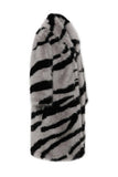 Mörkgrå Zebra Mönster Imitation Överdimensionerad lång fuskpäls Shearling Coat