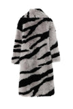 Mörkgrå Zebra Mönster Imitation Överdimensionerad lång fuskpäls Shearling Coat