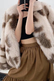 Khaki Sjal Lapel Midi Faux Päls Shearling Coat