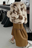 Khaki Sjal Lapel Midi Faux Päls Shearling Coat