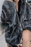 Svart huva Festival Faux Fur Shearling Coat