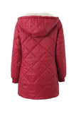 Svart Fleece Quiltad Monterad Faux Fur Kvinnor Puffer Jacka