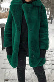Orange Kavajslag Öppen Front Faux Fur Midi Kvinnor Kappa