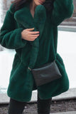 Orange Kavajslag Öppen Front Faux Fur Midi Kvinnor Kappa