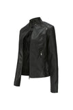 Svart dragkedja Front Fitted PU Damjacka