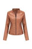 Svart dragkedja Front Fitted PU Damjacka