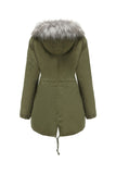 Armégrön Halvlång Huva Vinter Varm Plus Fleece Kappa