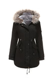 Armégrön Halvlång Huva Vinter Varm Plus Fleece Kappa