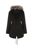 Armégrön Halvlång Huva Vinter Varm Plus Fleece Kappa