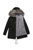 Armégrön Halvlång Huva Vinter Varm Plus Fleece Kappa