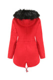 Armégrön Halvlång Huva Vinter Varm Plus Fleece Kappa