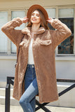 Kamel Fleece Button Down Midi Coat