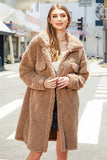 Kamel Fleece Button Down Midi Coat