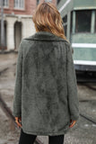 Grå Mellanlång Skårad Kavajslag Fleece Coat