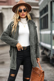 Grå Mellanlång Skårad Kavajslag Fleece Coat