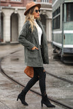 Grå Mellanlång Skårad Kavajslag Fleece Coat