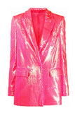 Glittrande rosa paljetter Kvinnor Party Kavaj